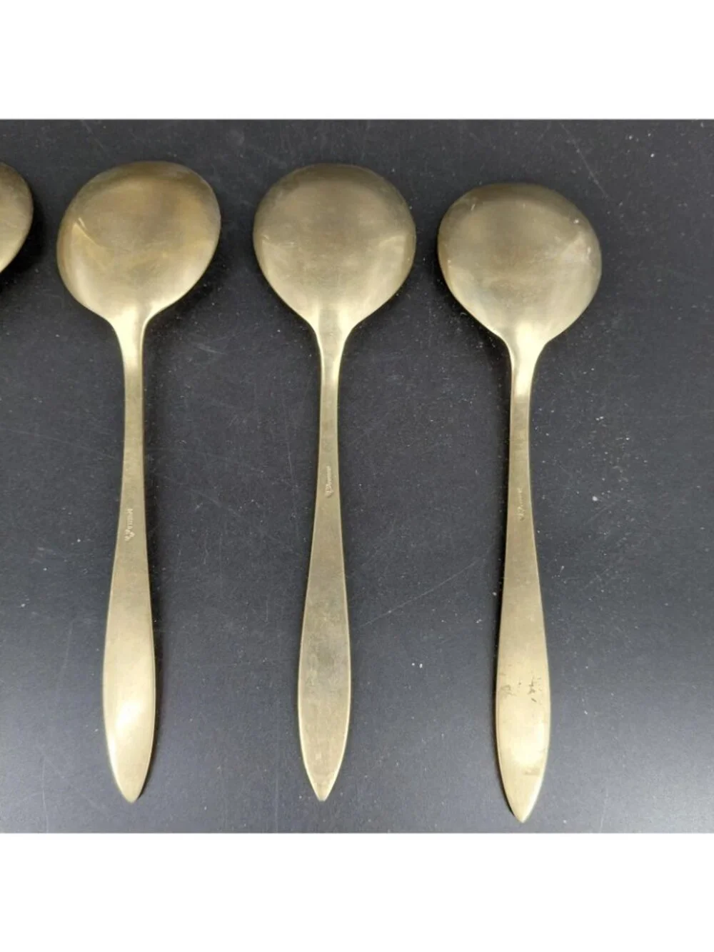 Dirigold Regal Spoon Set 5 Dirilyte Alloy Gold Table Flatware Satin MCM Sweden